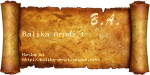 Balika Arnót névjegykártya
